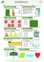 Mathematics - Second Grade - Worksheet: Daily Spiral Review 27, Grade 2