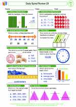 Mathematics - Second Grade - Worksheet: Daily Spiral Review 29, Grade 2