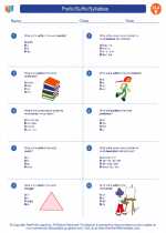 English Language Arts - Fifth Grade - Worksheet: Prefix/Suffix/Syllables