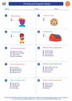 English Language Arts - First Grade - Worksheet: Periods and Question Marks