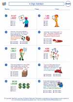 4 Digit Addition. Mathematics Worksheets and Study Guides Fourth Grade.