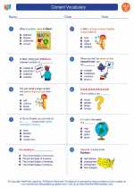 English Language Arts - Third Grade - Worksheet: Content Vocabulary