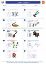 English Language Arts - Third Grade - Worksheet: Content Vocabulary