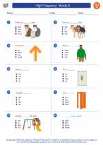 English Language Arts - First Grade - Worksheet: High Frequency  Words II
