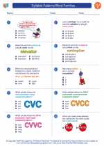 English Language Arts - Third Grade - Worksheet: Syllable Patterns/Word Families