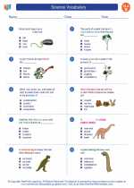 English Language Arts - Second Grade - Worksheet: Science Vocabulary